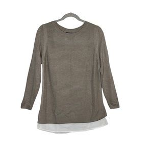 Hilary Radley Layered-Look Sweater in Sand, Medium